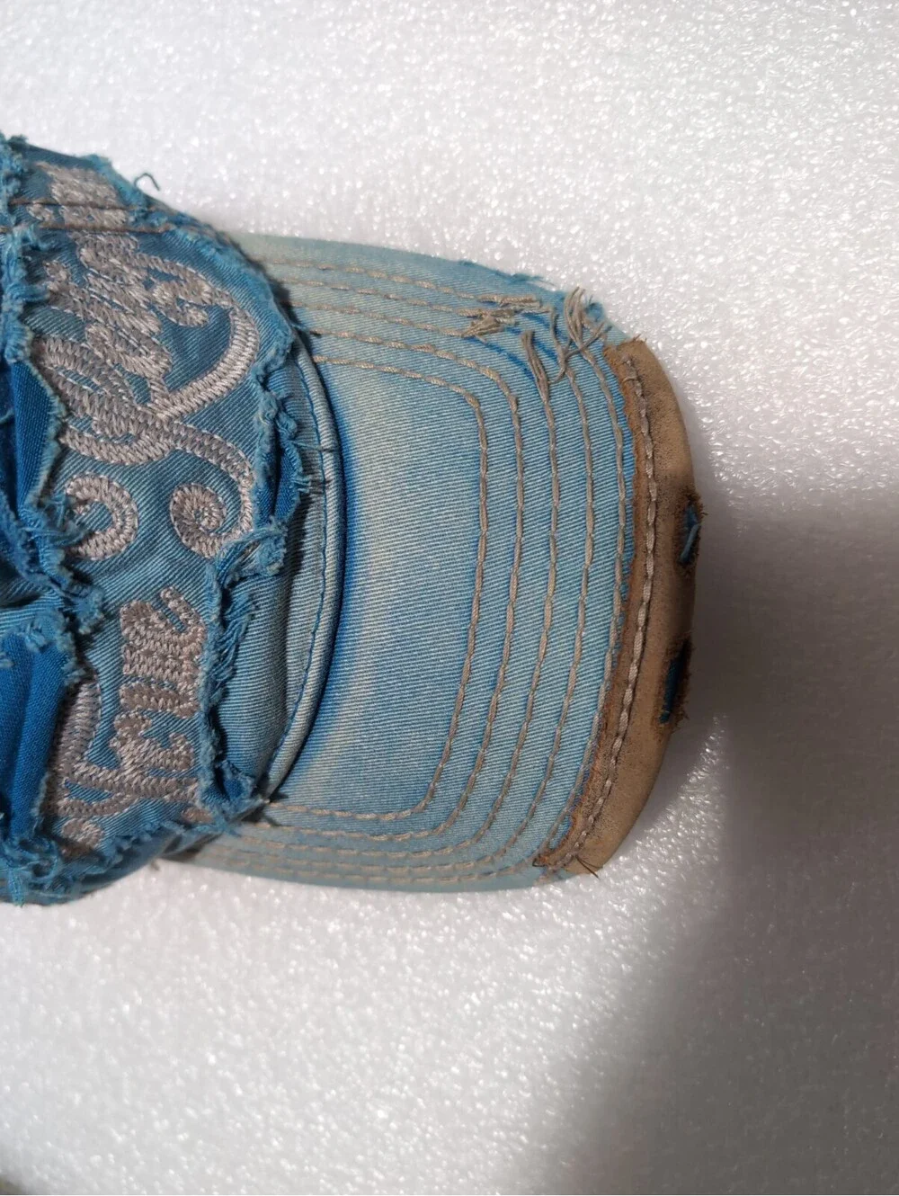 Vintage True Religion Hat Cap BlueDistressed Trucker Adjustable Y2K One Size